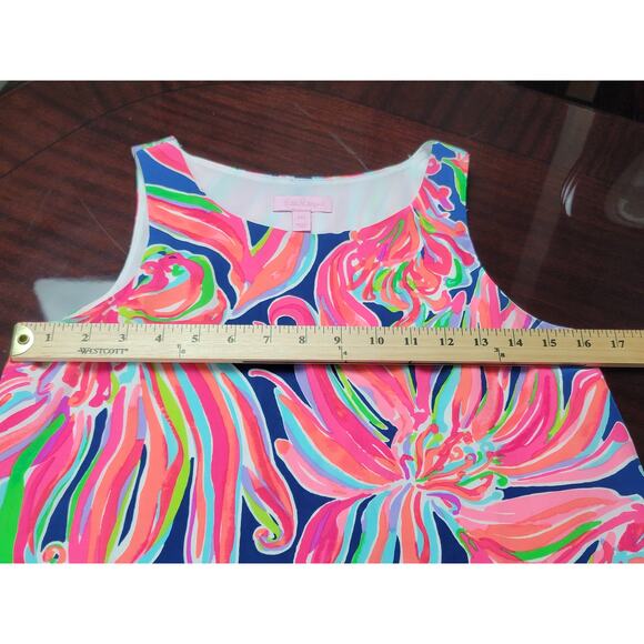 Lilly Pulitzer Jackie Silk Shift Dress Resort Navy Banana Flambe Size XXS - Picture 4 of 11